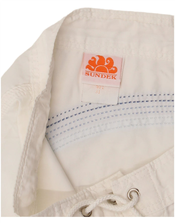 SUNDEK muške kratke hlače za kupanje srednje bijele pruge od najlona