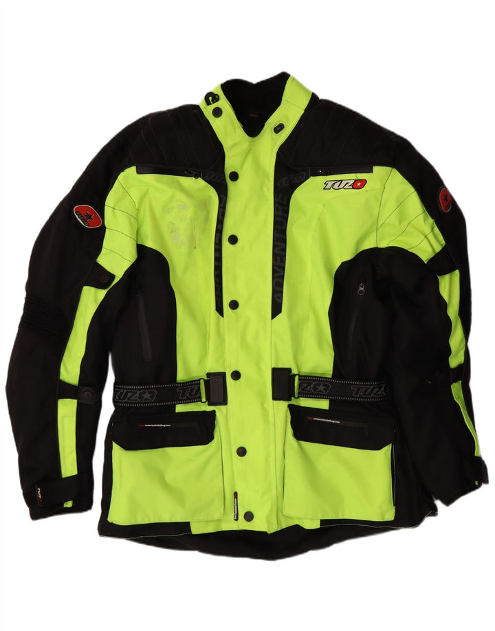 VINTAGE muška grafička Moto Racer bomber jakna UK 44 2XL Green Colourblock