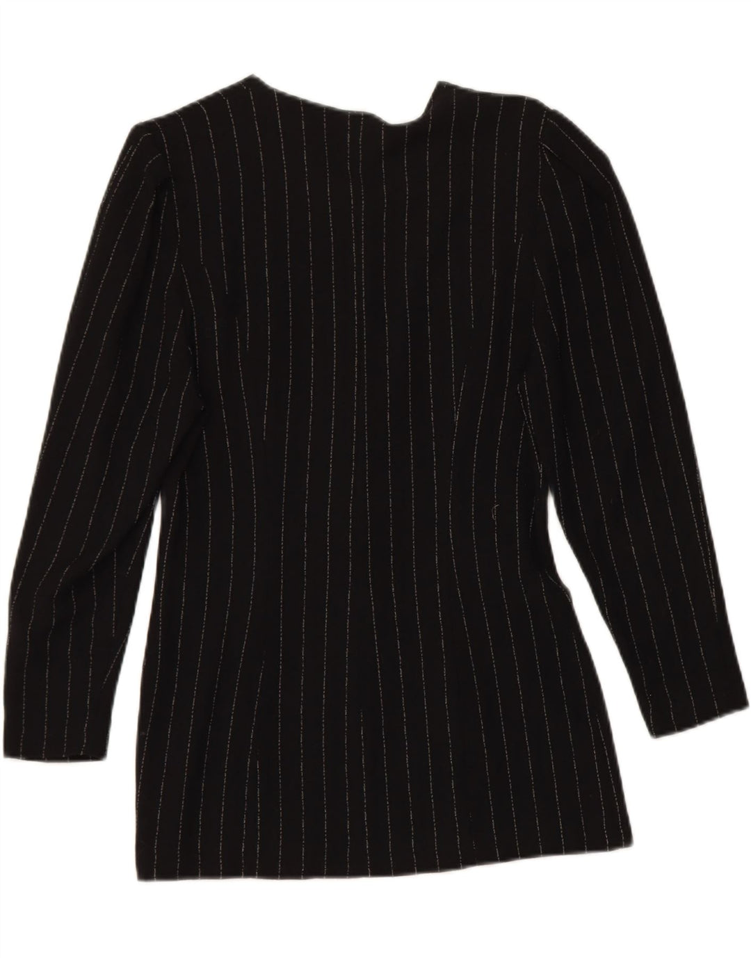 VINTAGE Womens 5 Button Blazer Jacket IT 42 Medium Black Pinstripe Wool