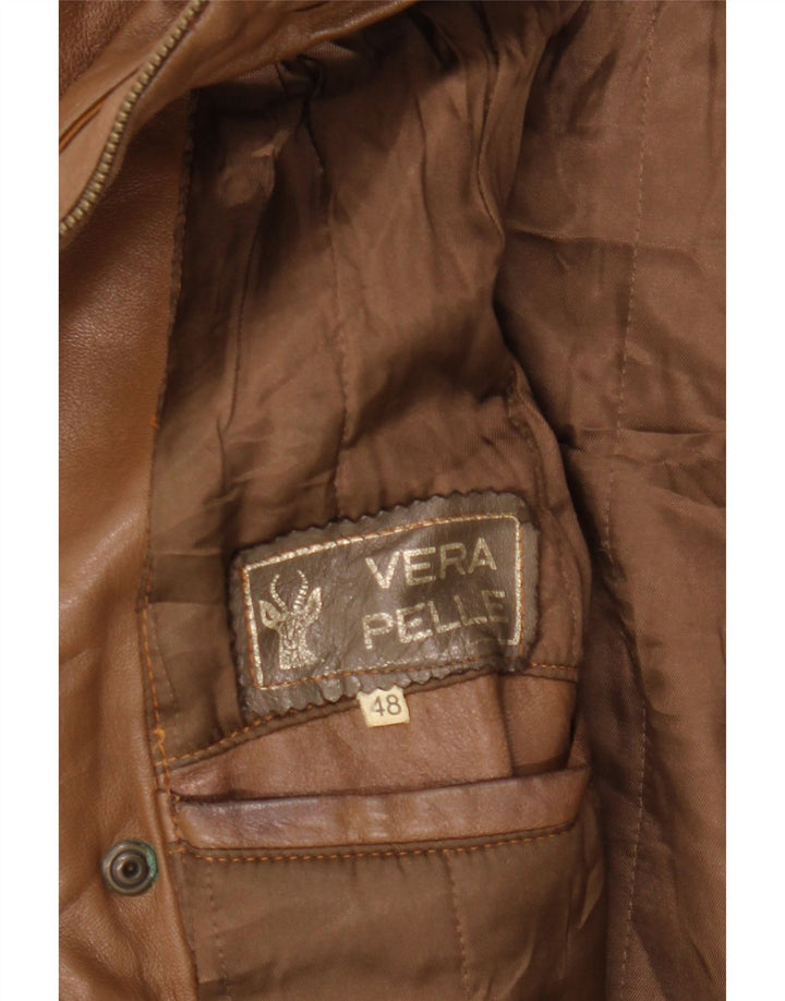 VINTAGE ženska kožna jakna IT 48 XL smeđa koža