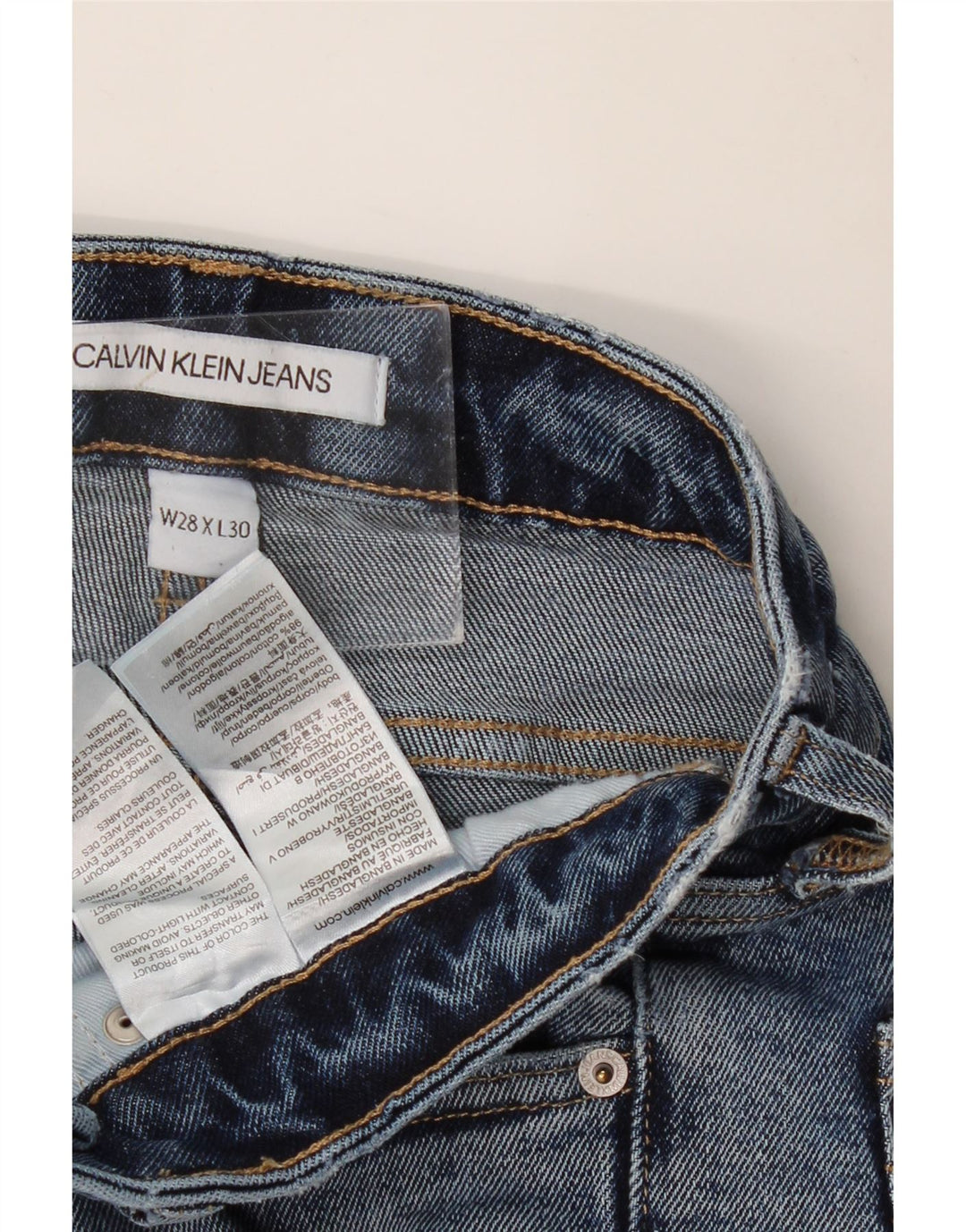 CALVIN KLEIN Ženske uske traperice W28 L30 Plavi pamuk