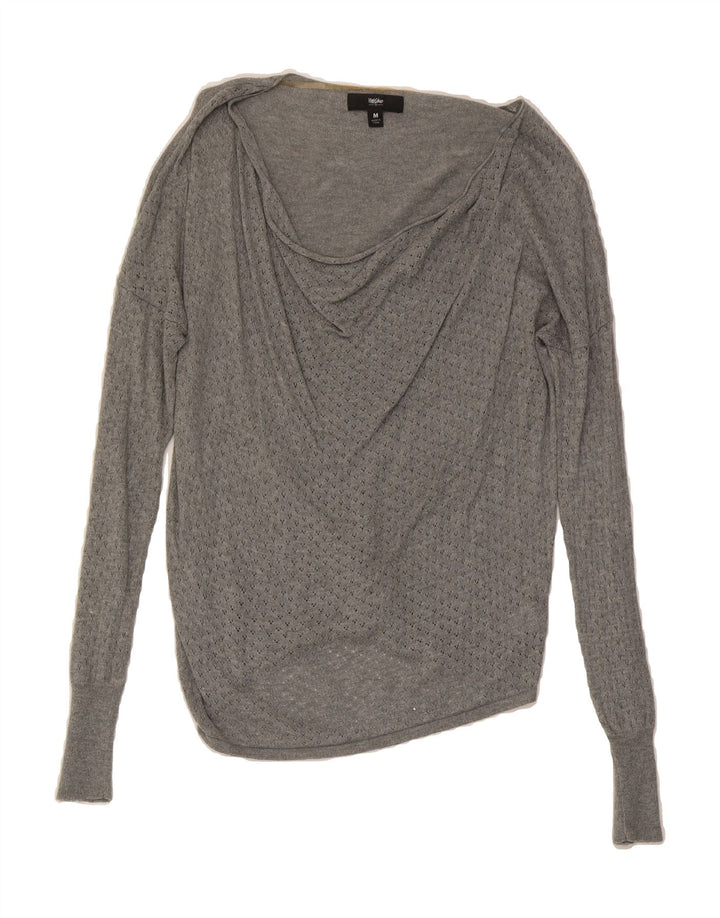 MOSSIMO Womens Boat Neck Jumper Sweater UK 12 Medium Grey Nylon Vintage Mossimo and Second-Hand Mossimo from Messina Hembry 