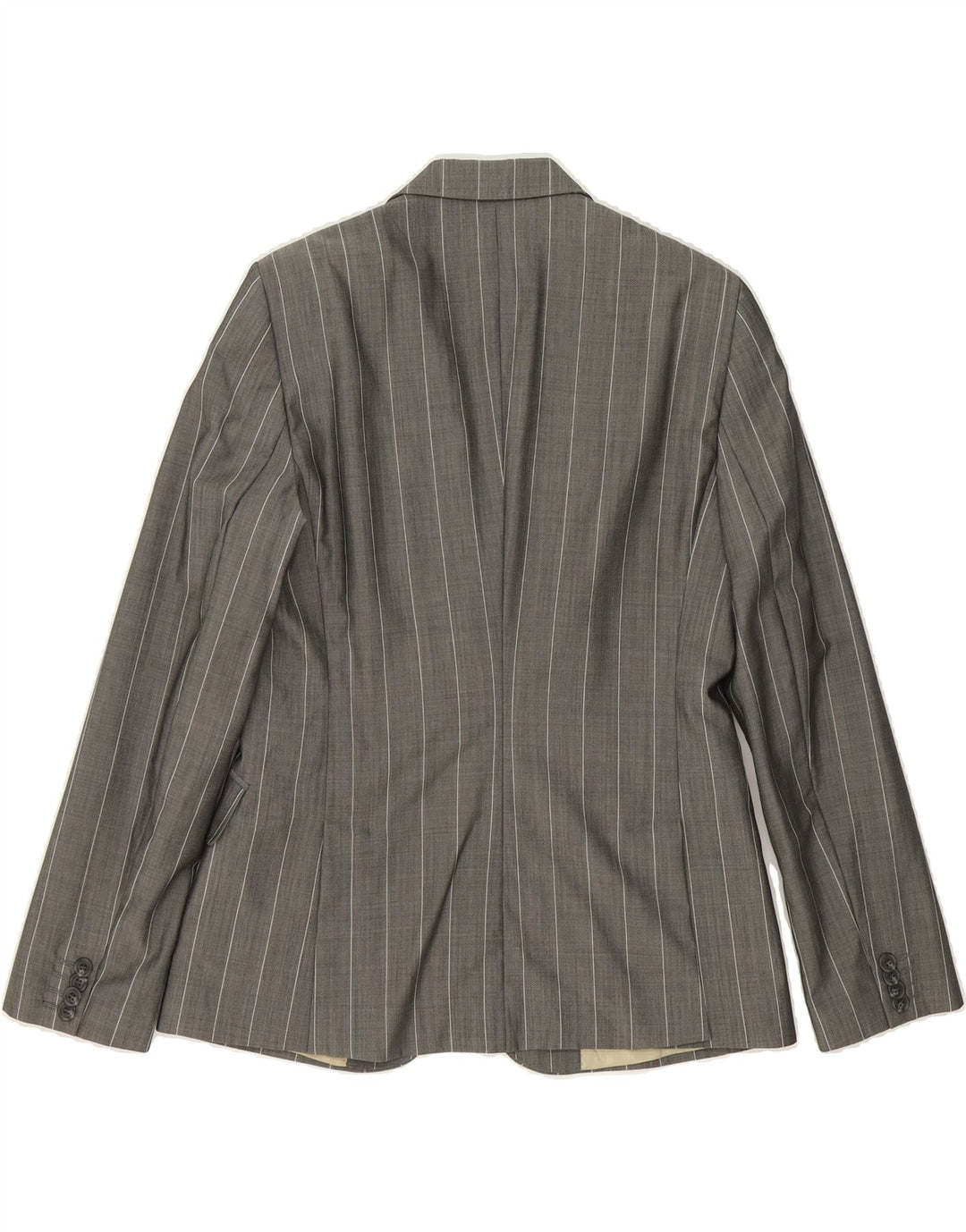 MASSIMO DUTTI Womens 2 Button Blazer Jacket EU 44 XL Grey Pinstripe Wool Vintage Massimo Dutti and Second-Hand Massimo Dutti from Messina Hembry 