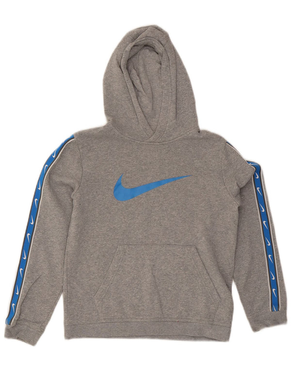 Nike Boys Graphic Hoodie Džemper 12-13 Years Large Grey Colourblock Pamuk
