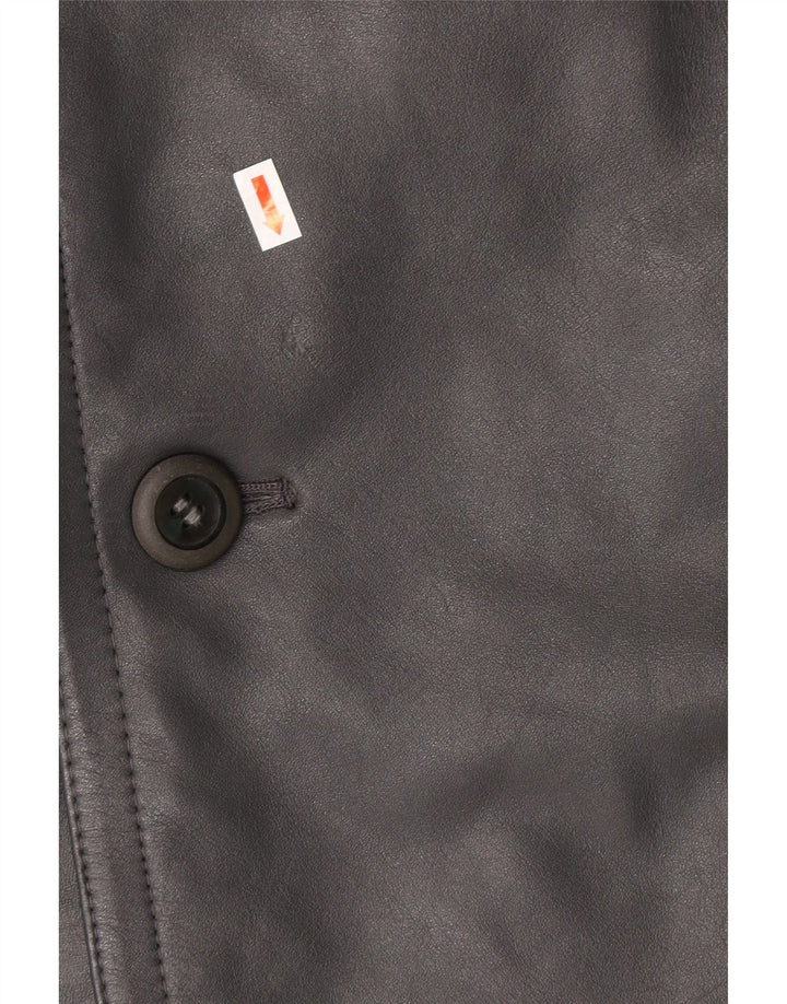 VINTAGE Mens Leather Coat IT 52 XL Grey Vintage Vintage and Second-Hand Vintage from Messina Hembry 