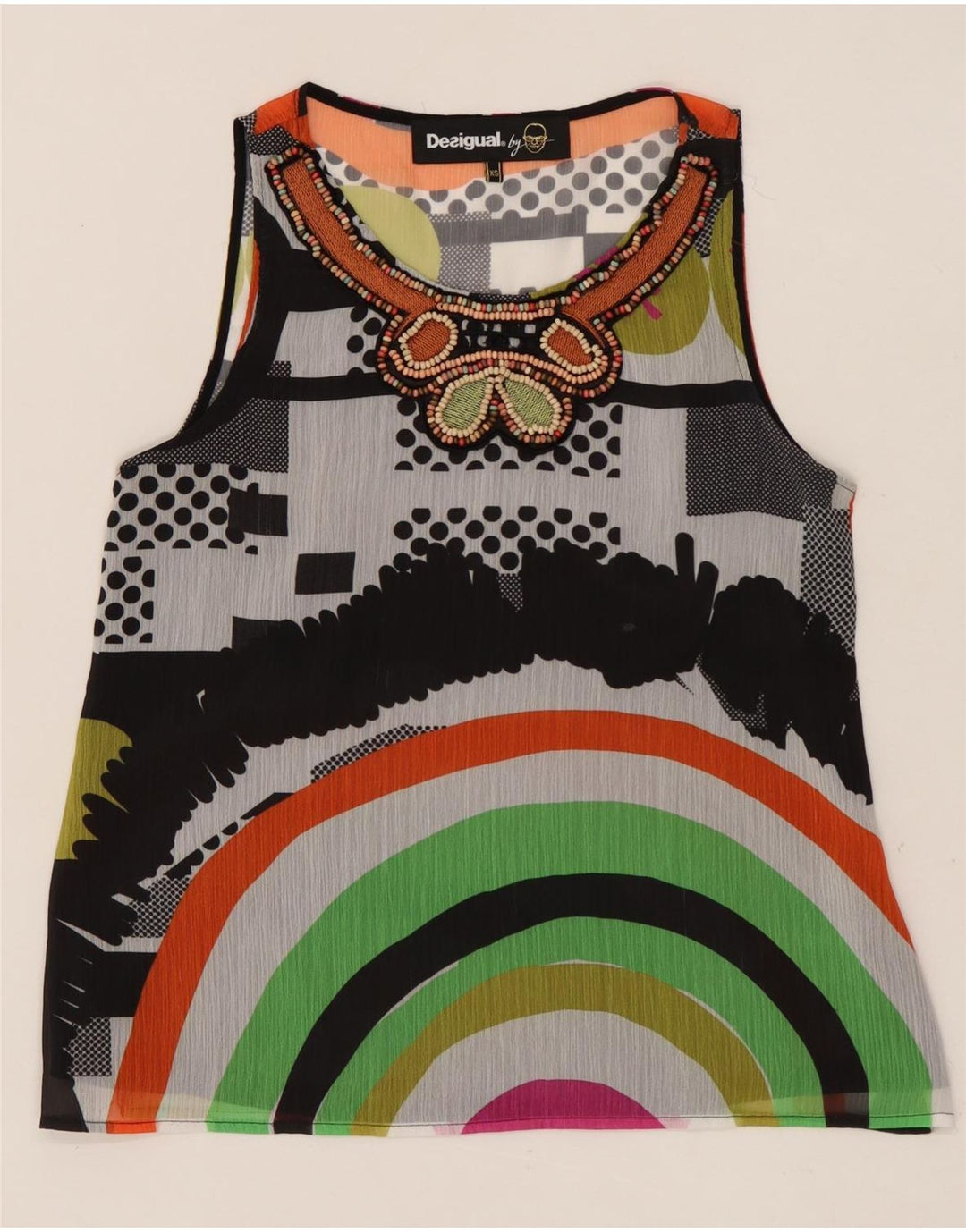 DESIGUAL gornji dio ženske grafičke bluze UK 6 XS Višebojni geometrijski