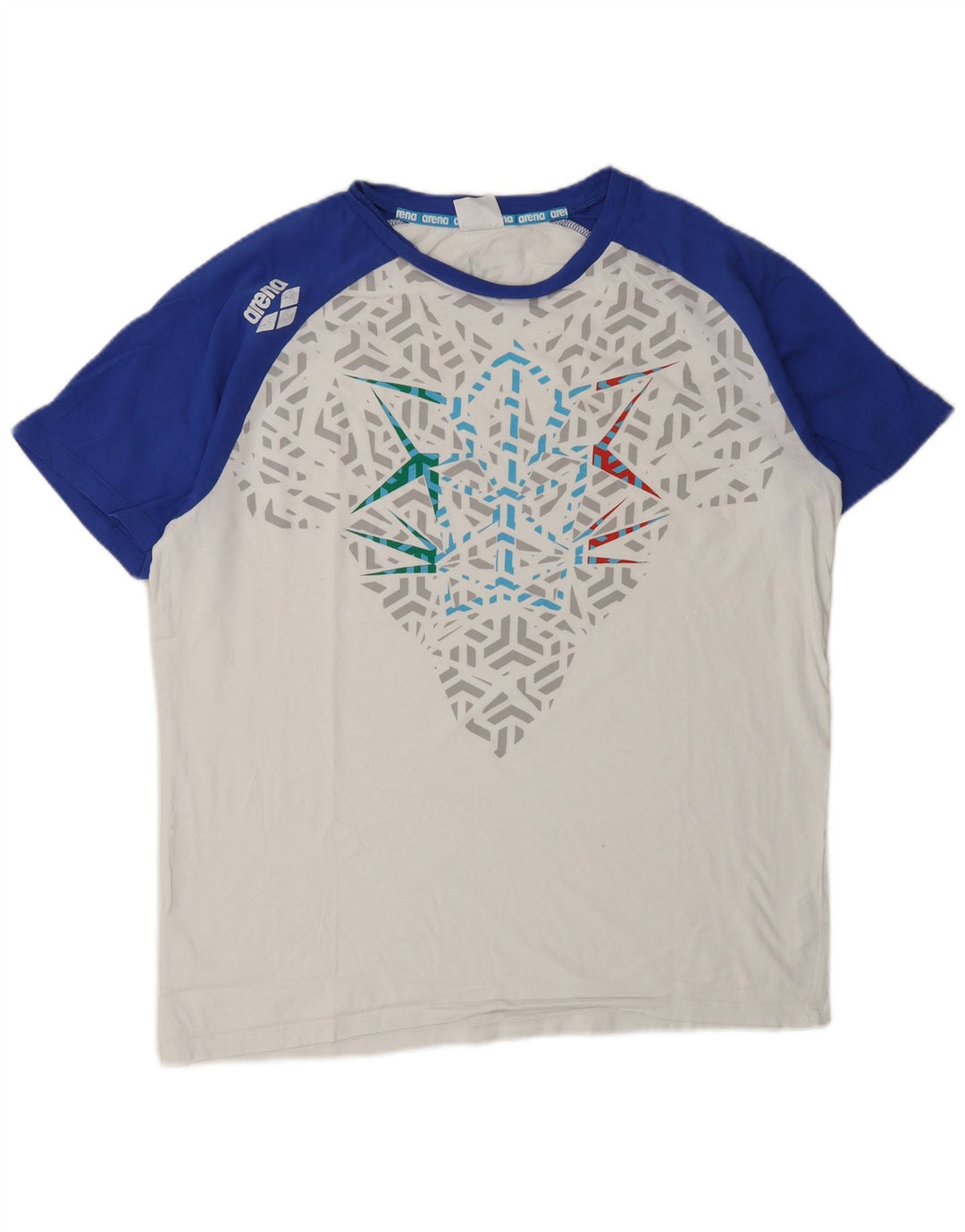 ARENA Mens Graphic T-Shirt Top Medium White Colourblock Cotton