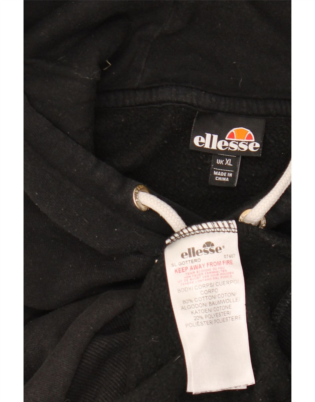 ELLESSE muška majica s kapuljačom s grafičkim motivima XL, crni pamuk