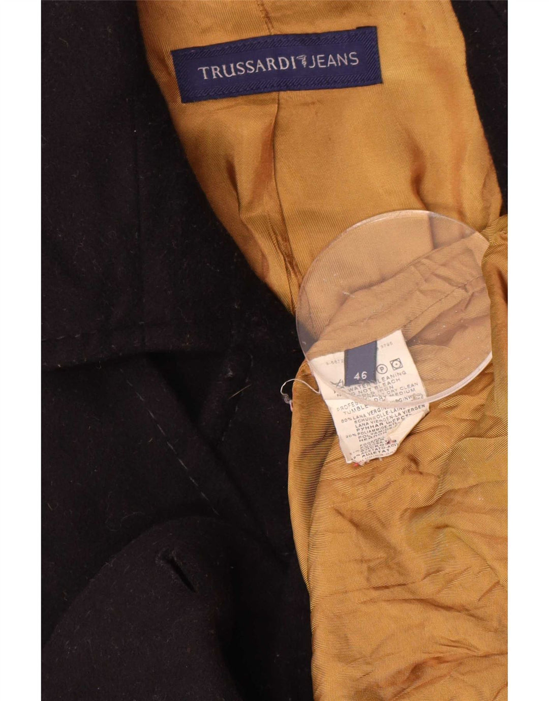 Trussardi Jeans Ženska jakna sa 4 gumba IT 46 Velika tamnoplava vuna