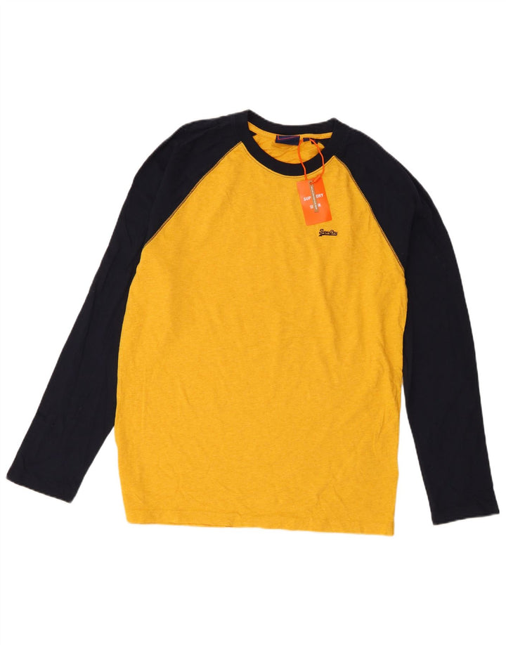 Superdry muška majica dugih rukava, pamuk srednje žute boje