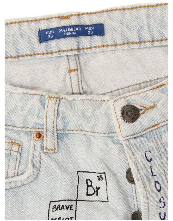 Pull & Bear Ženske kratke traper hlače s grafičkim motivima EU 36 XS W26 Plave
