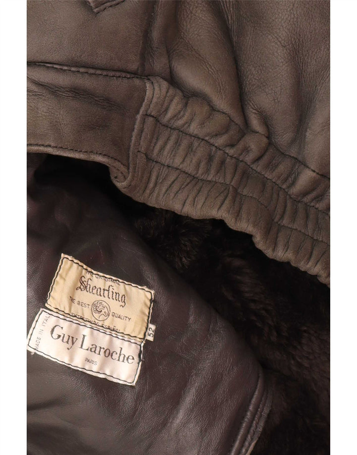 Guy Laroche Mens Shearling Jacket IT 52 XL Grey