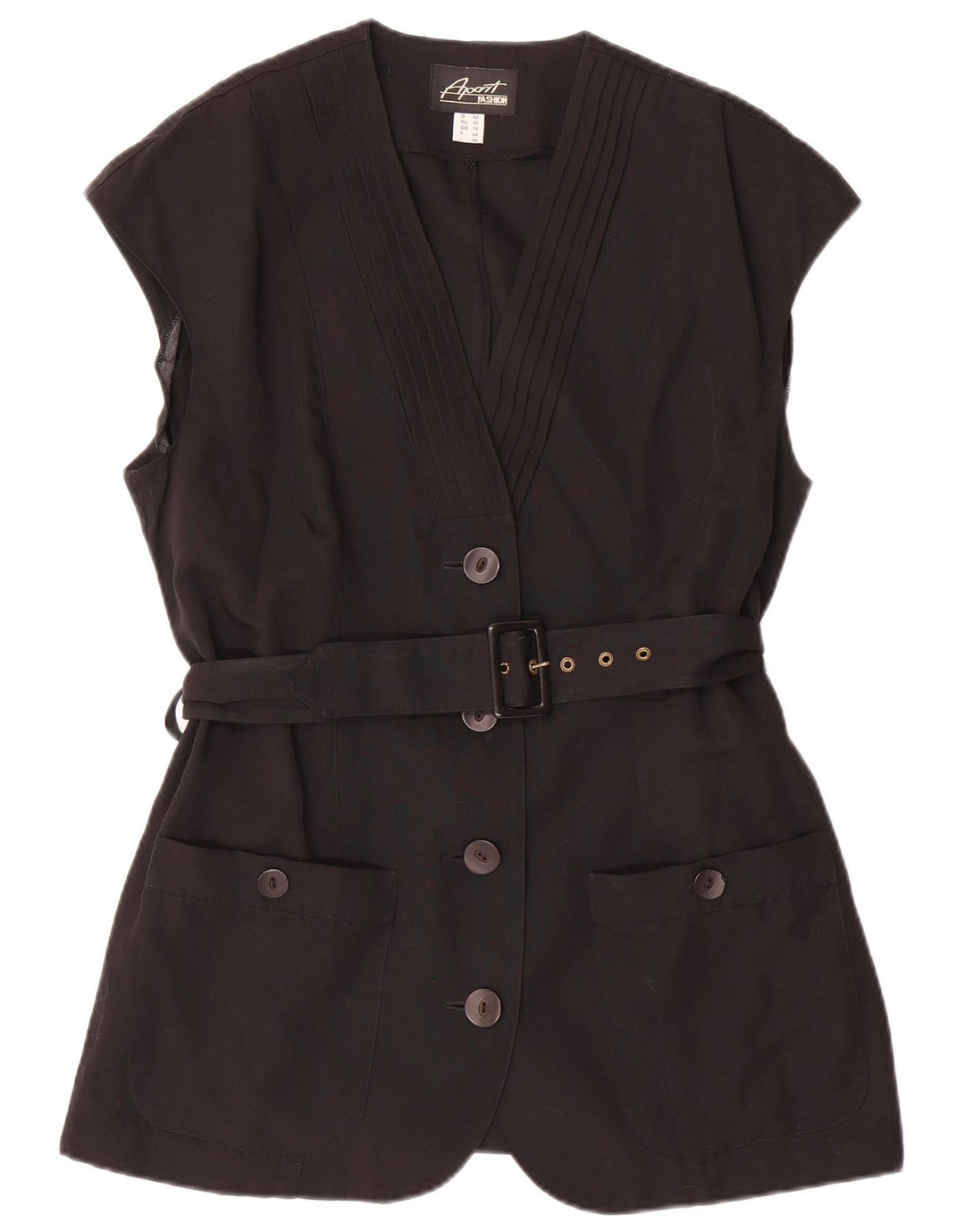 APART Ženska jakna bez rukava s 4 gumba UK 16 Veliki crni poliester