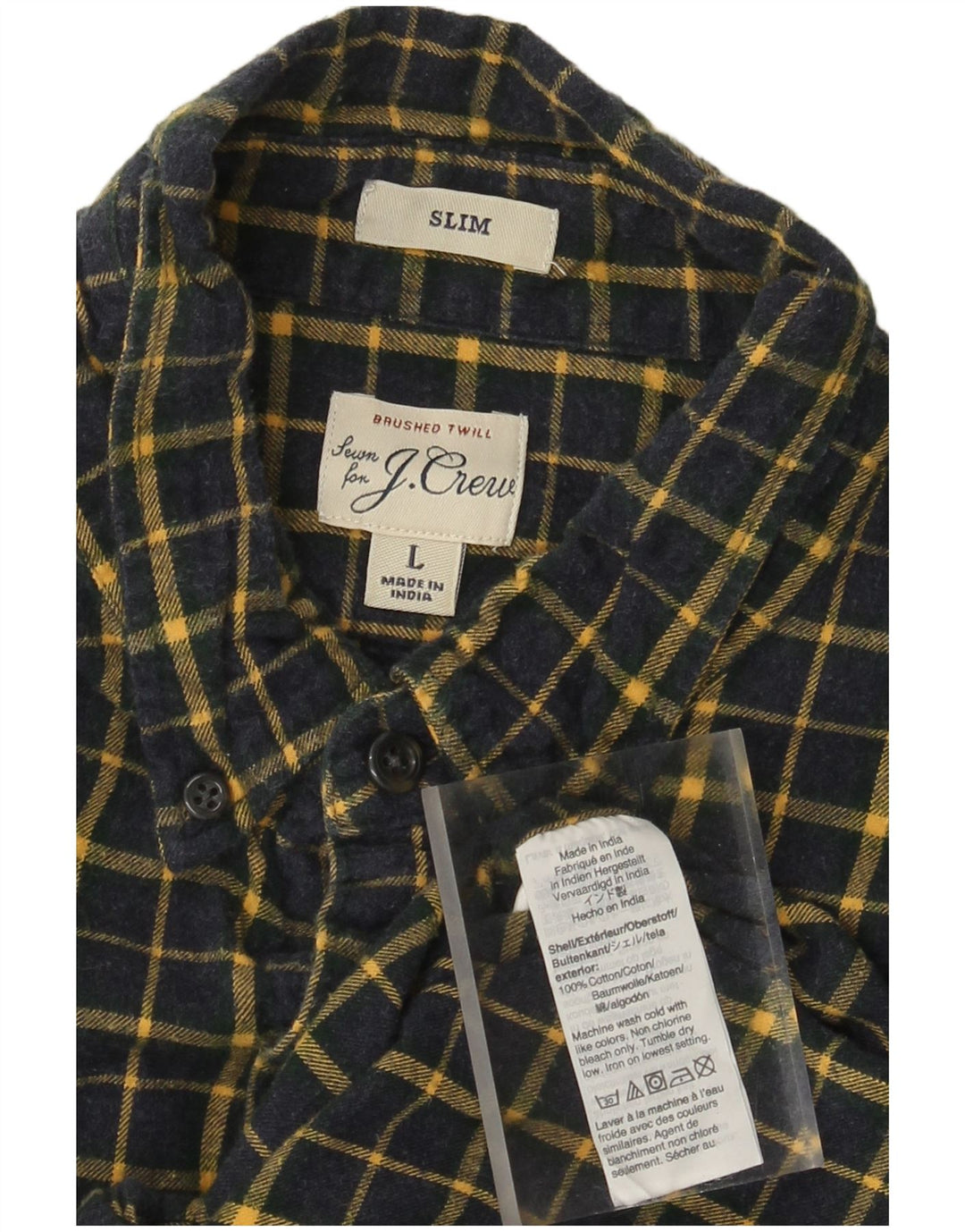 J. CREW Muška tanka flanelska košulja, veliki tamnoplavi karirani pamuk