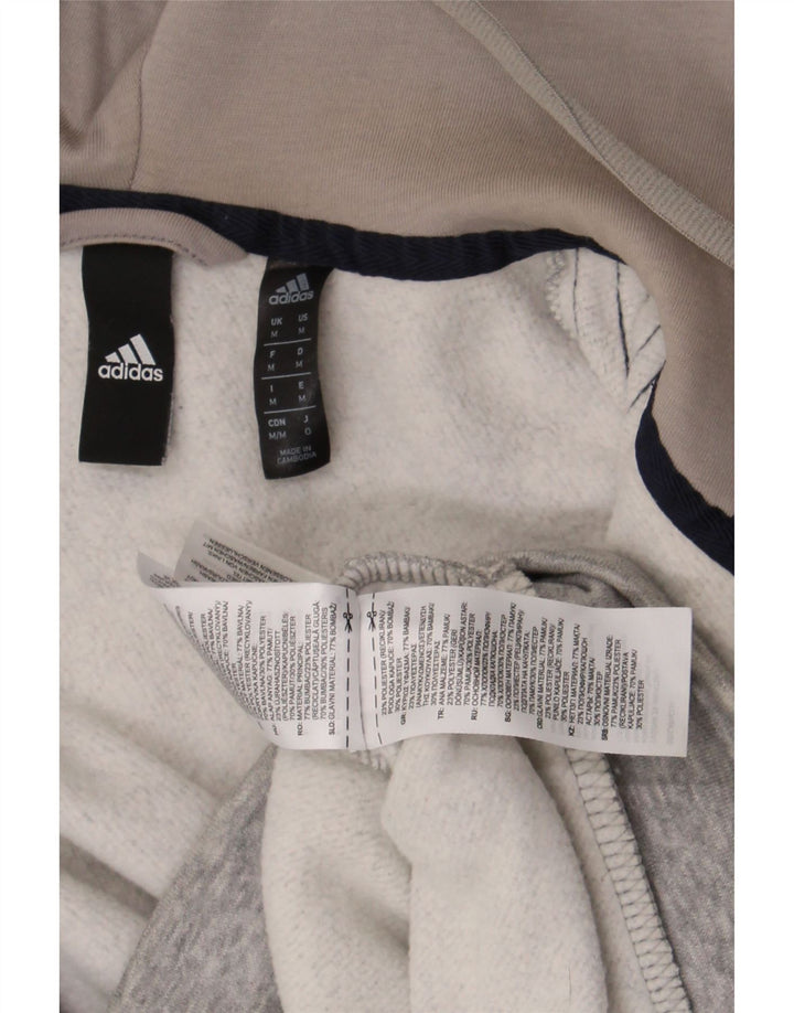 Adidas muški pulover s kapuljačom na patentni zatvarač srednje sivi pamuk