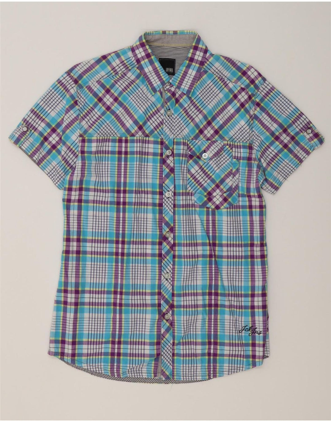 JACK & JONES muška košulja kratkih rukava Srednje plavi karirani pamuk