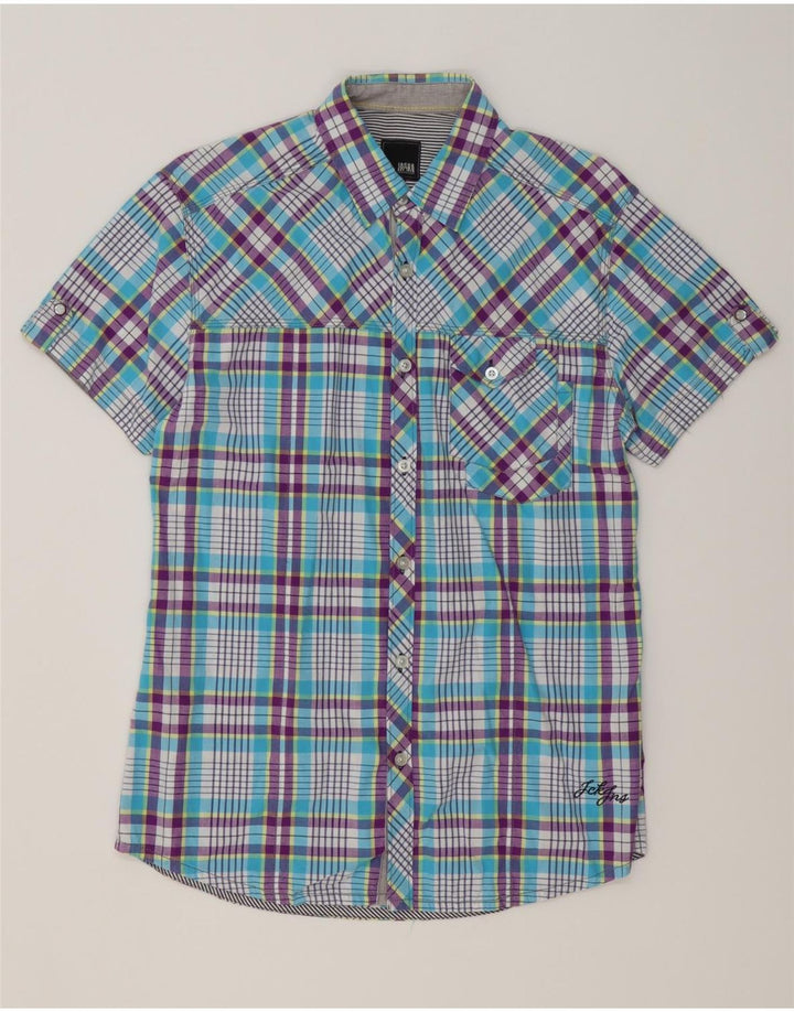JACK & JONES muška košulja kratkih rukava Srednje plavi karirani pamuk