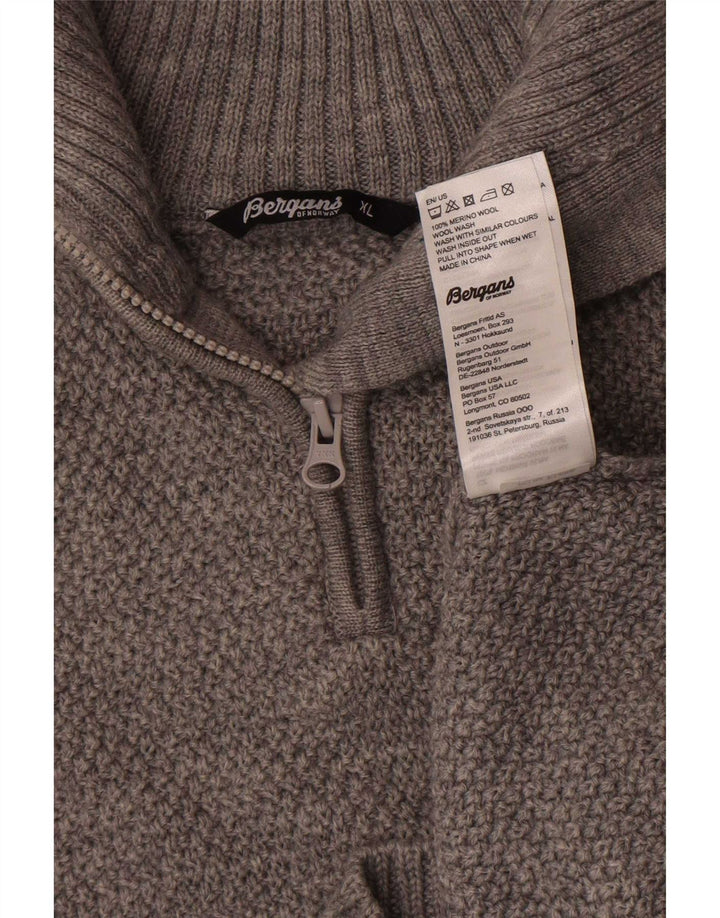Bergans muški džemper s izrezom s patentnim zatvaračem XL od sive merino vune