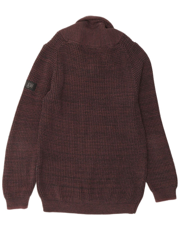 G-Star Mens Shawl Neck Jumper Sweater 2XL Maroon Cotton