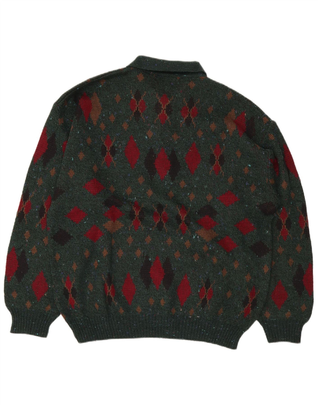 LINEA Muški pulover s polo ovratnikom IT 50 Srednje zeleni Argyle/Diamond