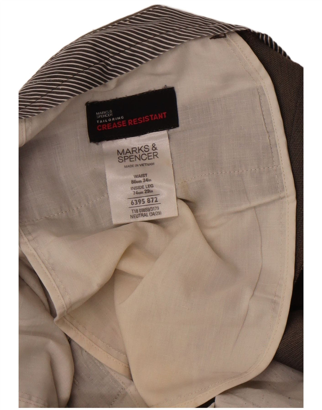 Marks & Spencer muške hlače ravnog odijela W34 L29 smeđe riblja kost