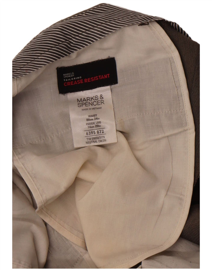 Marks & Spencer muške hlače ravnog odijela W34 L29 smeđe riblja kost
