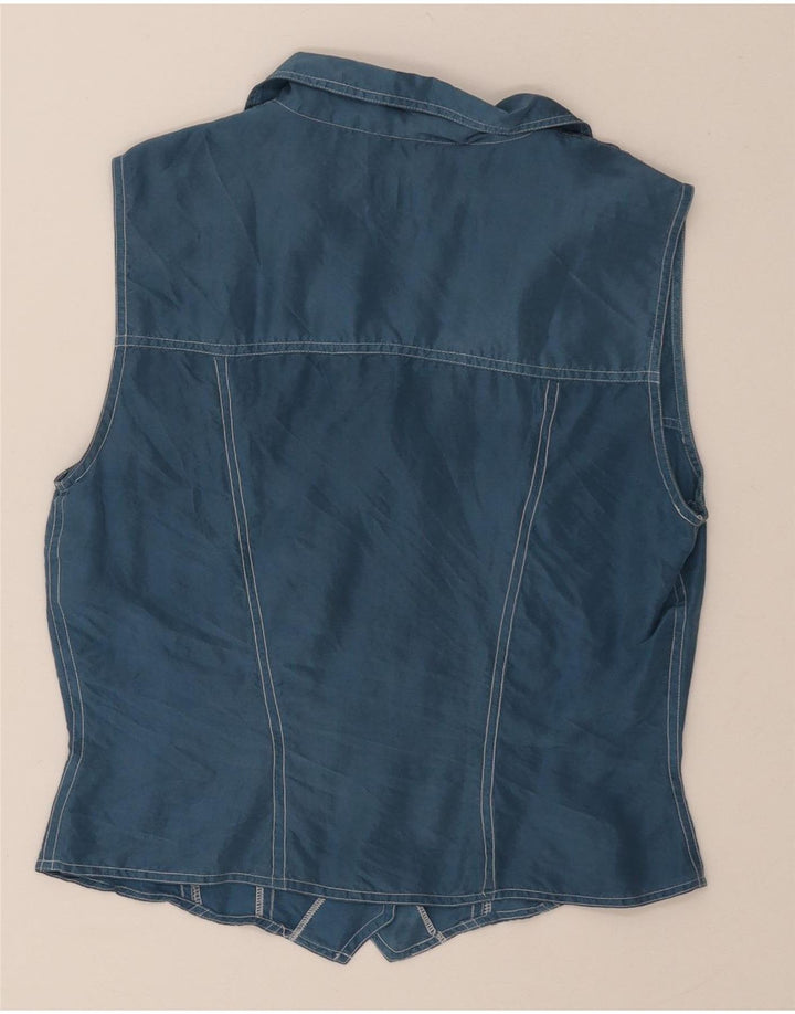 MAX&CO. Womens Sleeveless Shirt Blouse UK 12 Medium Navy Blue Vintage Max&Co. and Second-Hand Max&Co. from Messina Hembry 