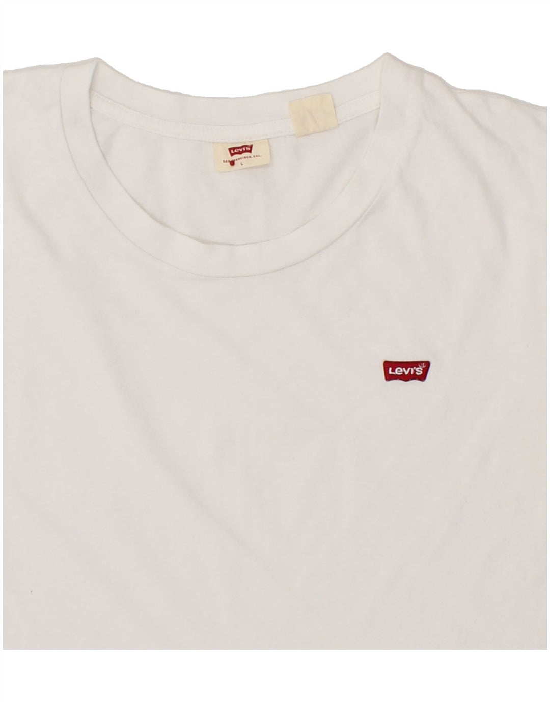 LEVI'S Womens T-Shirt Top UK 14 Large White Cotton Vintage Levi's and Second-Hand Levi's from Messina Hembry 