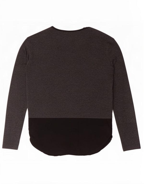 Zara Womens Top Long Sleeve UK 16 Large Grey Colourblock Polyester