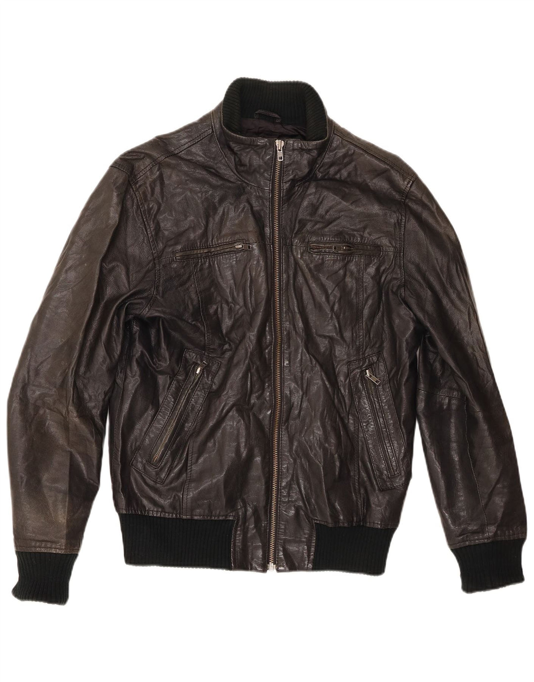 Jack & Jones muška kožna bomber jakna UK 38 srednje crna