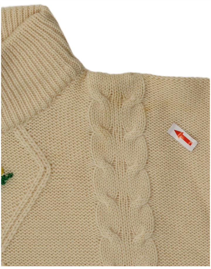 Vintage ženski džemper s kornjačastim ovratnikom UK 14 Srednje žuti cvjetni