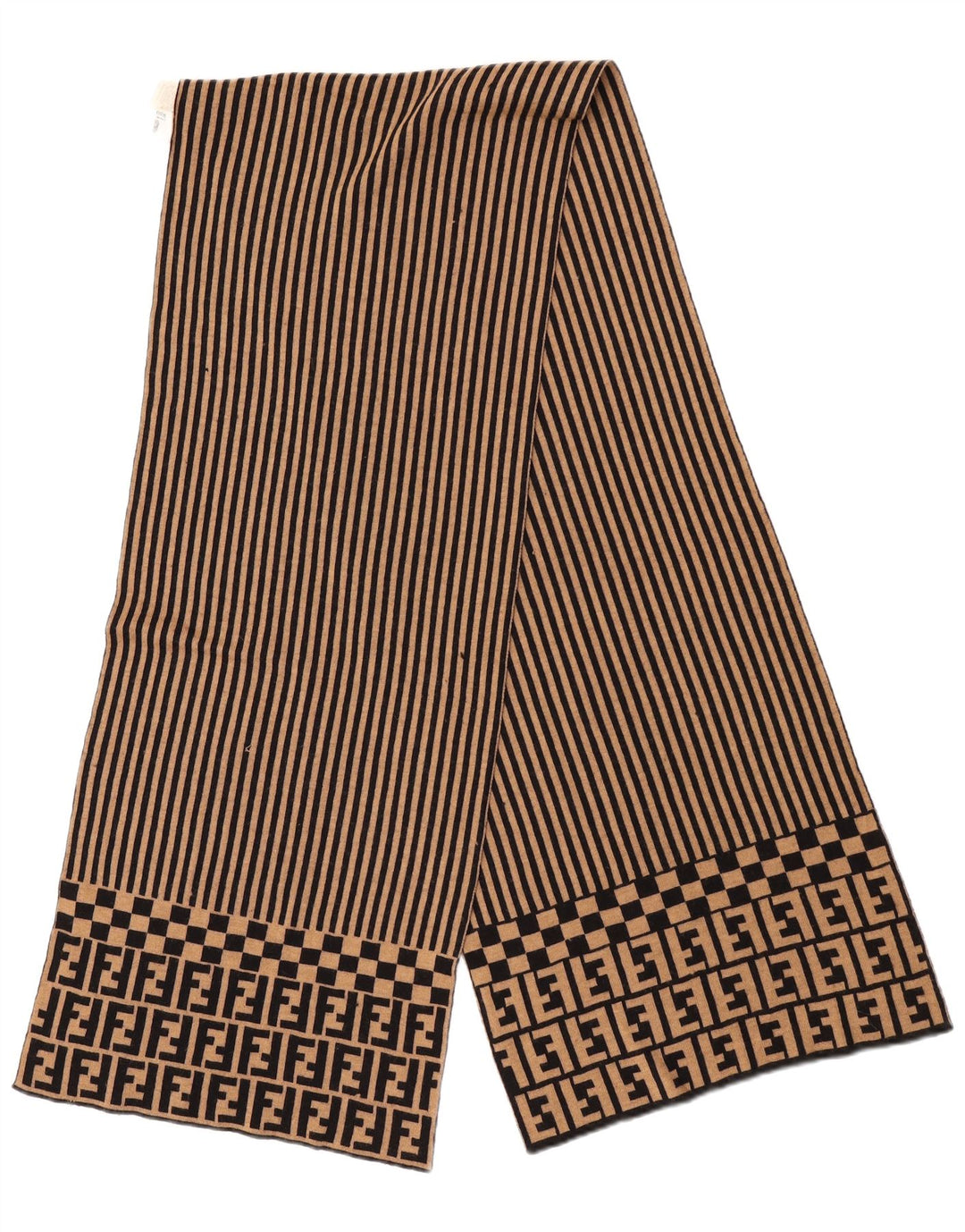 Fendi ženski šal IT 42 Dizajner srednje bež prugaste merino vune