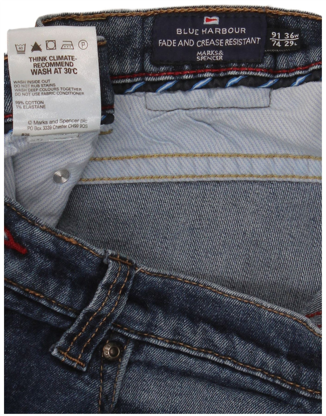 Marks & Spencer muške ravne traperice Blue Harbor W36 L29 plavi pamuk