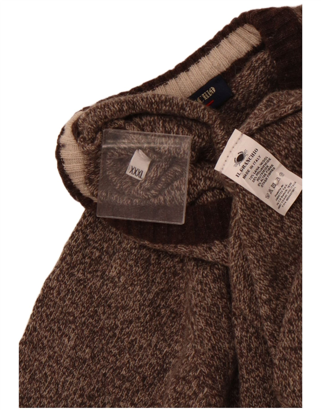 IL GRANCHIO Ženski džemper s okruglim izrezom UK 22 3XL Smeđa flekasta vuna