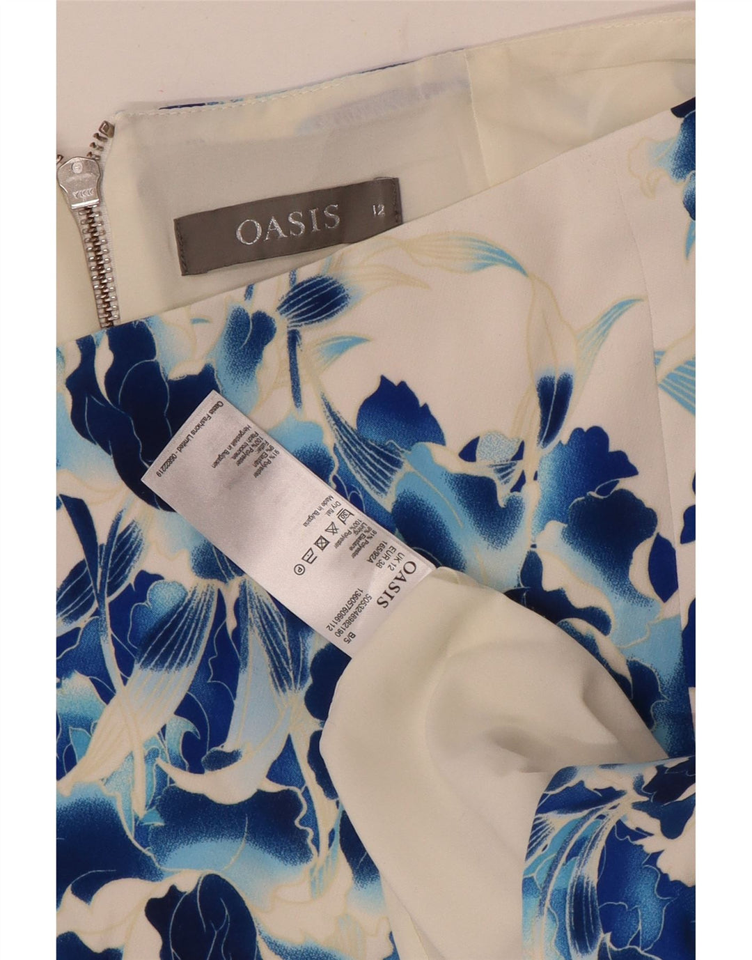 Oasis ženska pencil suknja UK 12 srednje veličine W32 bijeli cvjetni poliester