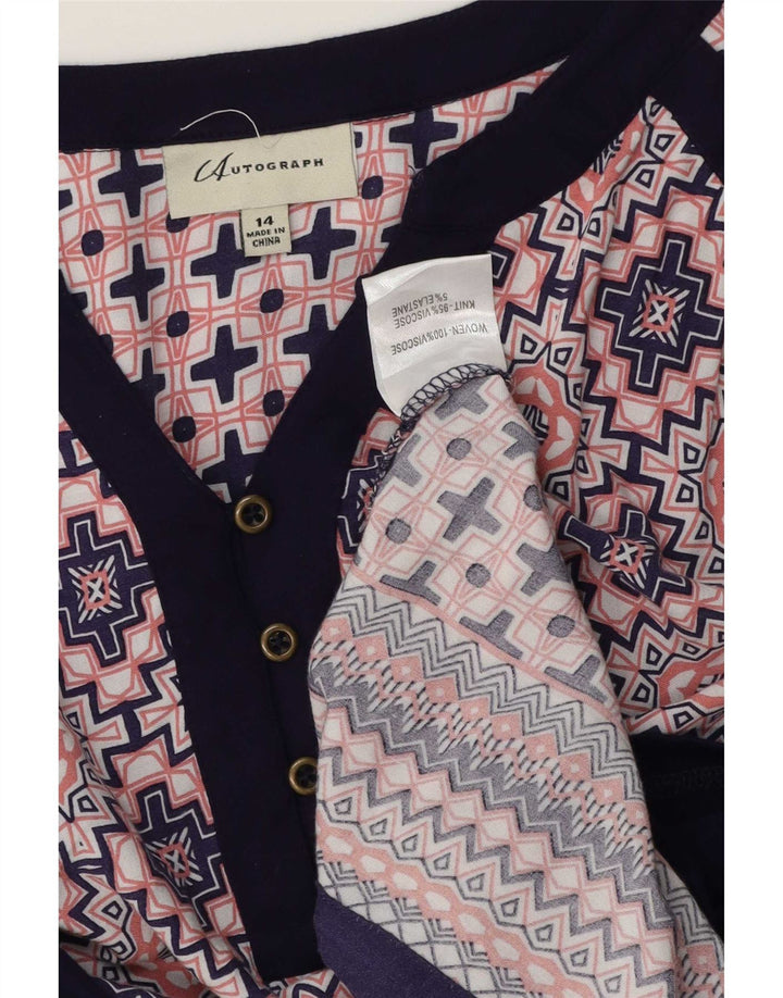 Marks & Spencer ženska majica s 3/4 rukavima UK 14 Large Blue Geometric