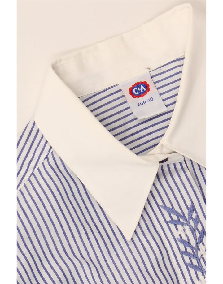 C&A Womens Shirt Size 40 Medium Blue Pinstripe Polyester Vintage C&A and Second-Hand C&A from Messina Hembry 