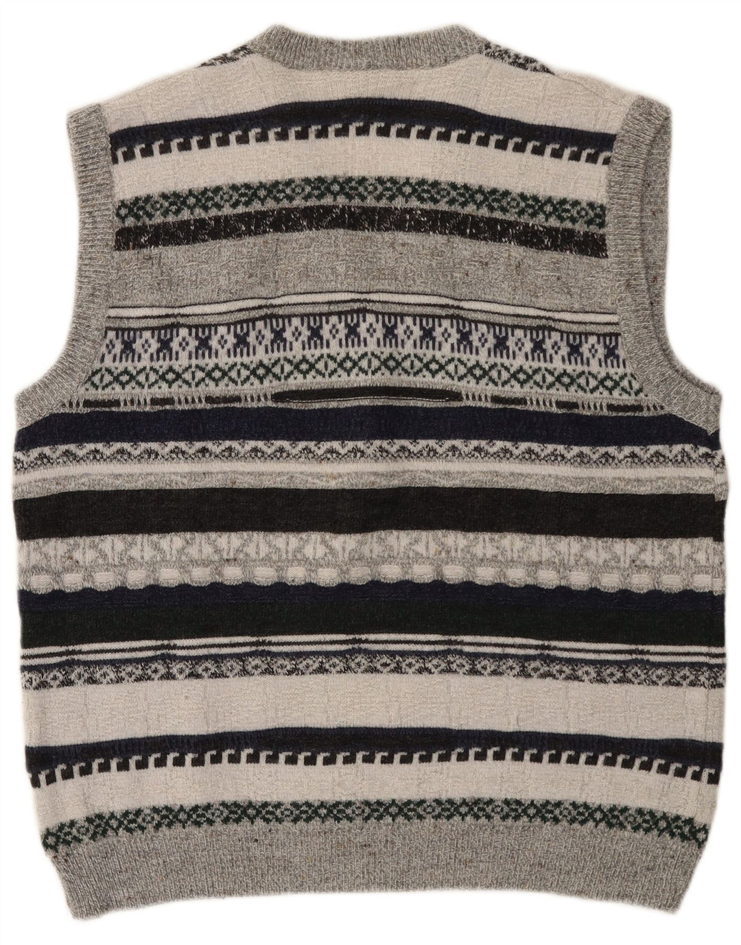 VINTAGE muški prsluk bez rukava Srednje sivi prugasti poliakril