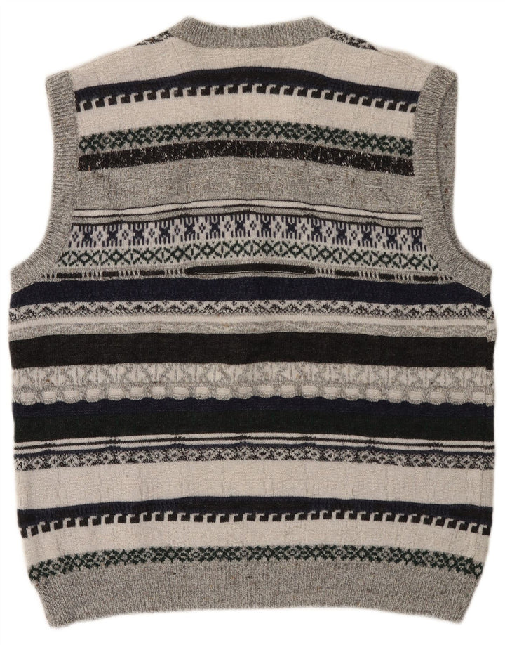 VINTAGE muški prsluk bez rukava Srednje sivi prugasti poliakril