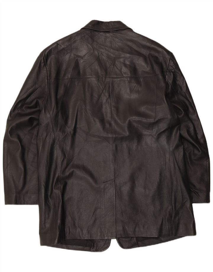 Johns And Son's muška kožna jakna s 3 gumba IT 56 3XL crna koža