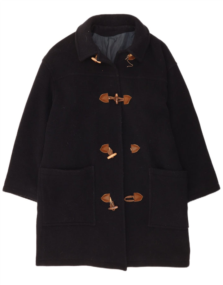 Vintage ženski oversized Duffle Coat UK 14 srednje tamnoplava vuna