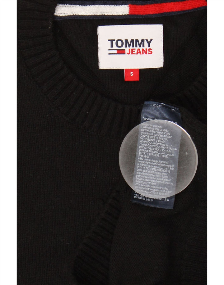 TOMMY HILFIGER Mens Crew Neck Jumper Sweater Small Black Polyamide Vintage Tommy Hilfiger and Second-Hand Tommy Hilfiger from Messina Hembry 