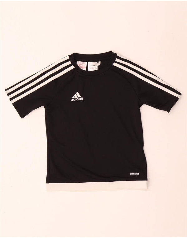 ADIDAS Boys Climalite Graphic T-Shirt Top 7-8 Years Black Poliester