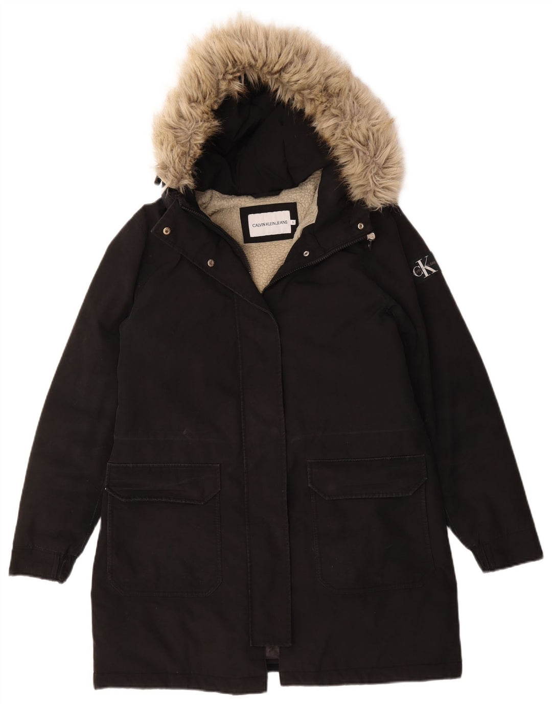 Calvin Klein Jeans ženska oversized Sherpa parka jakna UK 10 mala crna