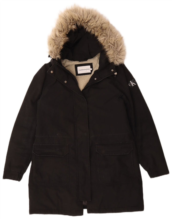 Calvin Klein Jeans ženska oversized Sherpa parka jakna UK 10 mala crna