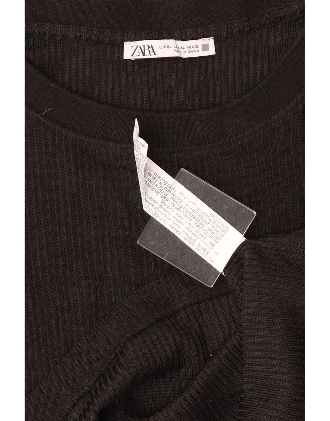 Zara ženska majica dugih rukava UK 18 XL crni poliester