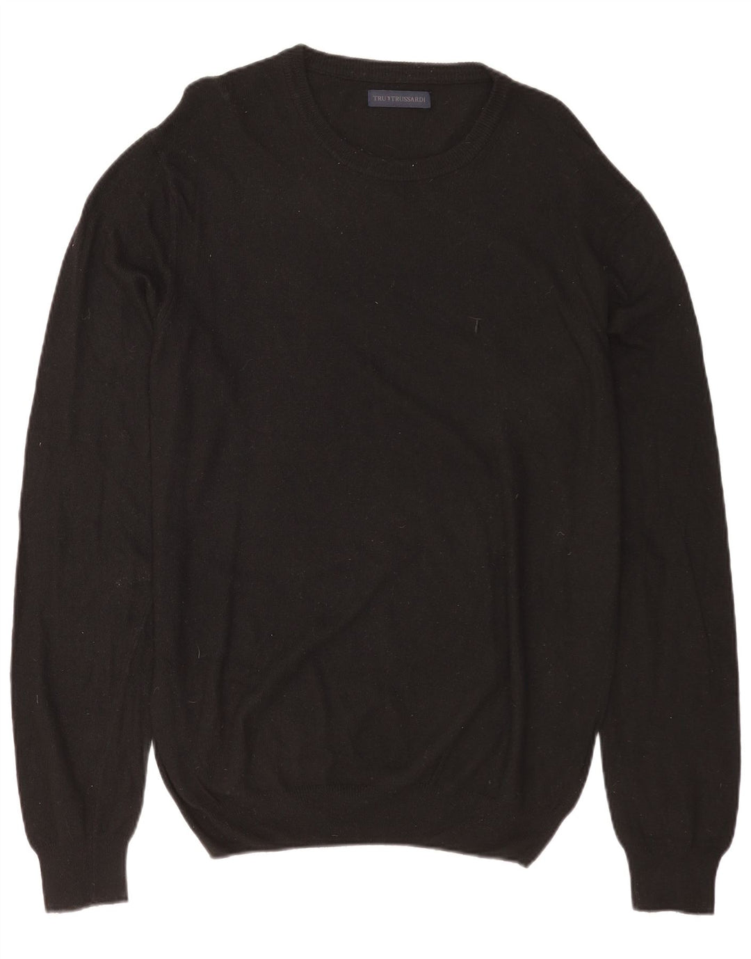 TRUSSARDI muški džemper s veznim izrezom, veliki crni poliamid