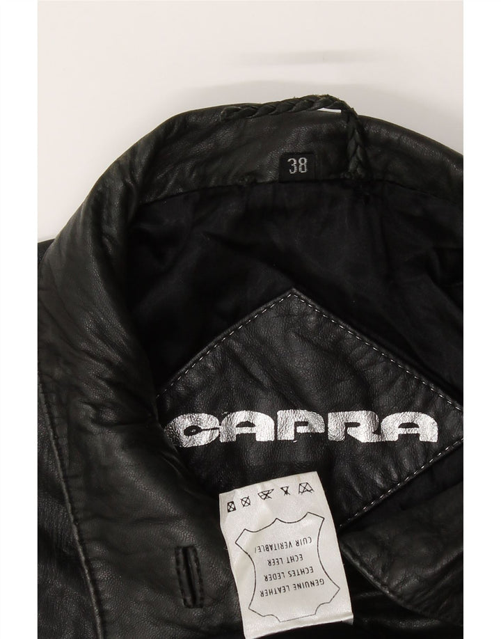 VINTAGE Womens Leather Coat EU 38 Medium Black Leather Vintage Vintage and Second-Hand Vintage from Messina Hembry 