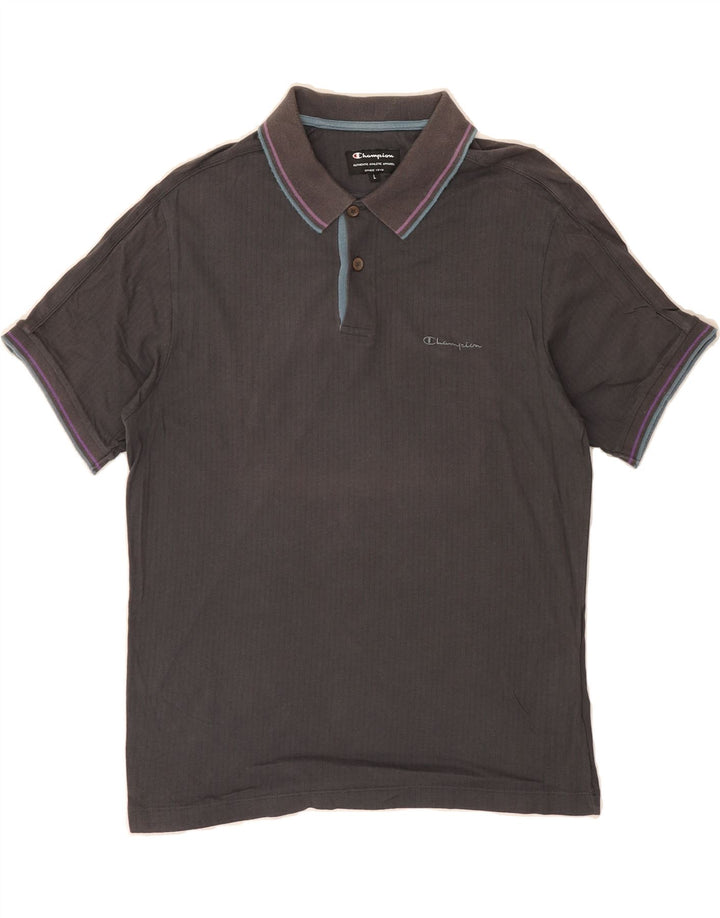 CHAMPION Mens Polo Shirt Large Grey Cotton Vintage Champion and Second-Hand Champion from Messina Hembry 