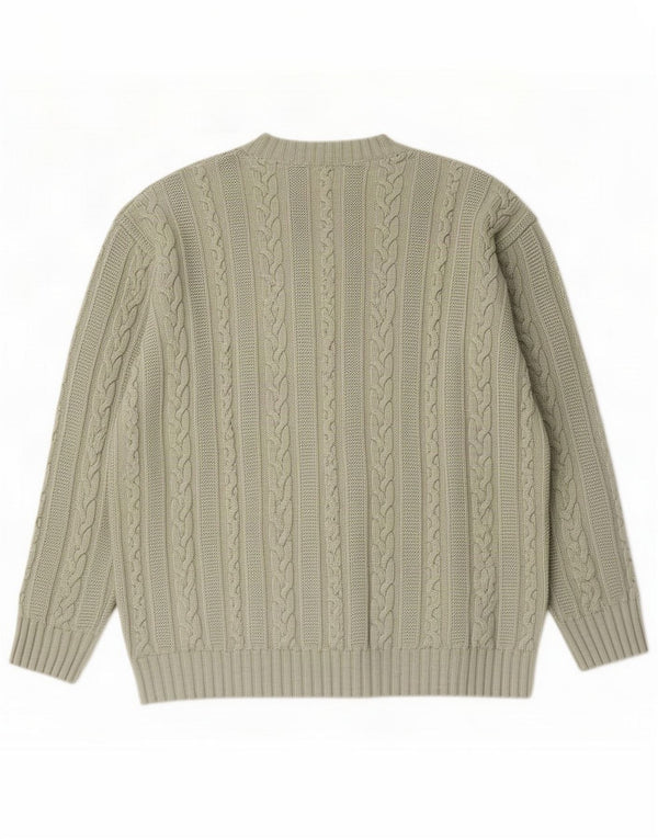 Giuliano Mens V-Neck Jumper Sweater Large Green Merino Wool